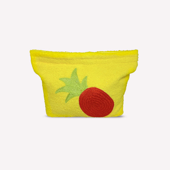 Yellow  Ananas Beach Towel  Pouch