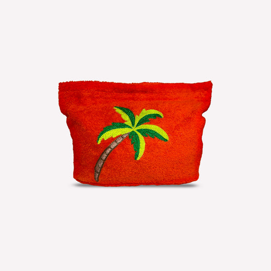 Orange Palm Tree Beach Towel Pouch