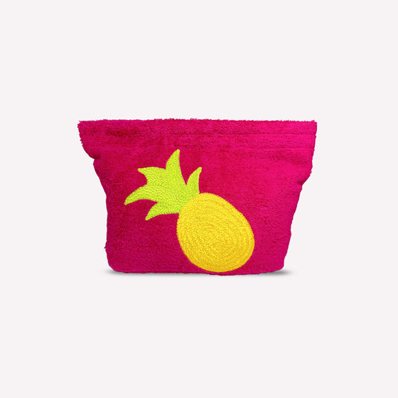 Fushia  Ananas Beach Towel  Pouch