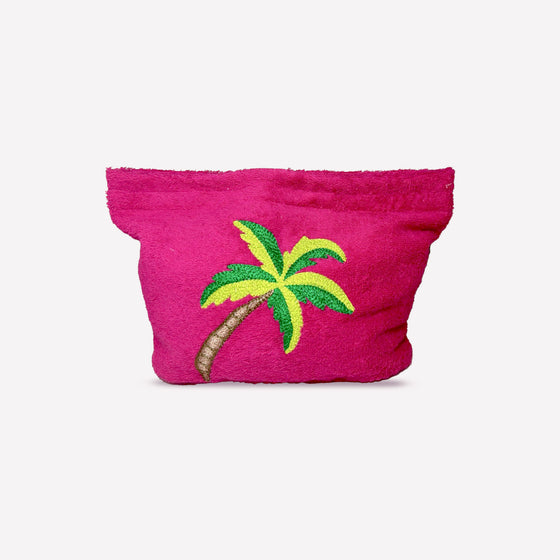 Fushia Palm Tree Beach Towel Pouch