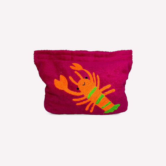 Fushia Lobster Beach Towel Pouch