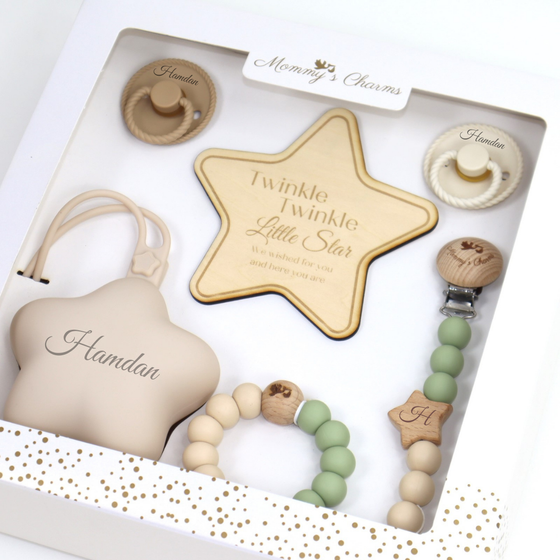 Personalized Baby Gift Set | Ultimate Pacifier Starter Pack Green