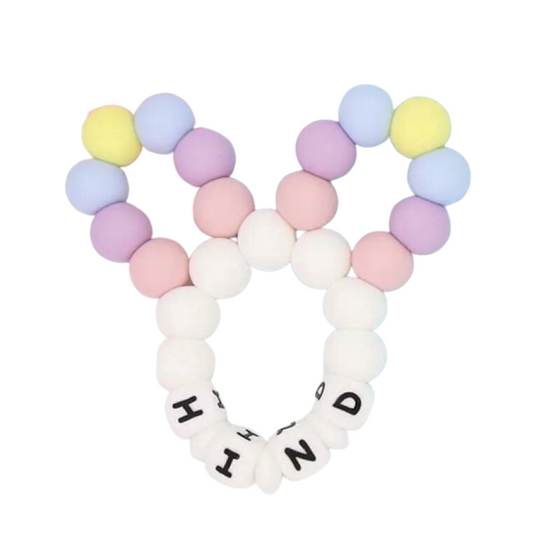 Personalized Bunny Ears Silicone Teether Pastel