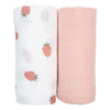 2-pack Cotton Swaddles - Strawberry & Ballet Slipper - My Little Thieves