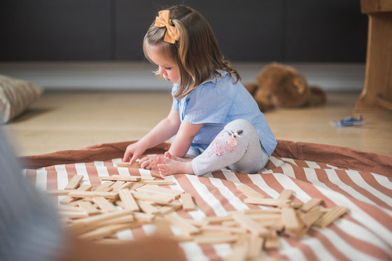 Toy Storage bag – Stripes Brown