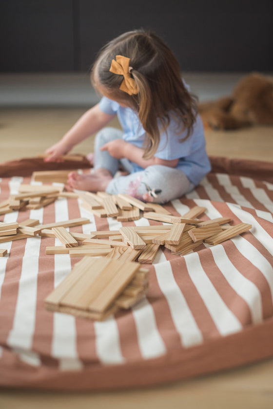 Toy Storage bag – Stripes Brown