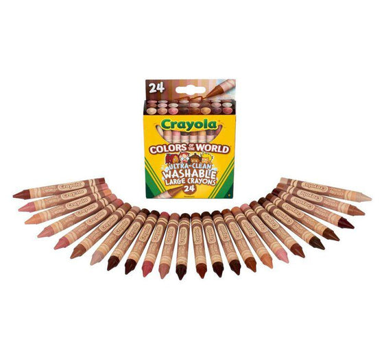 24 Ct Large Ultra-Clean Washable Crayons, Colors of the World - My Little Thieves