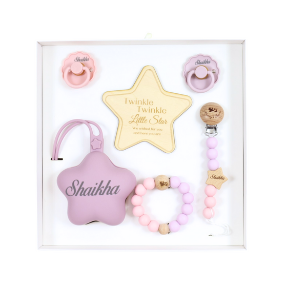 Personalized Baby Gift Set | Ultimate Pacifier Starter Pack Purple