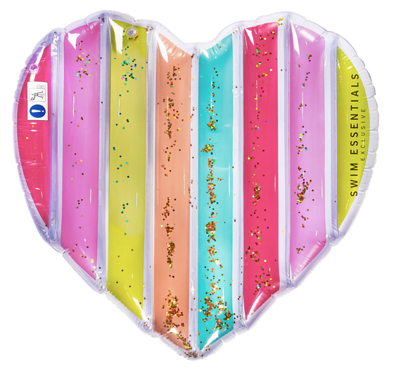 Rainbow with Glitter Heart shape Inflatable Float 150cm