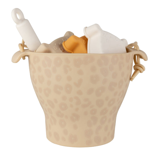 Beige Leopard Silicone Sand Bucket Toy