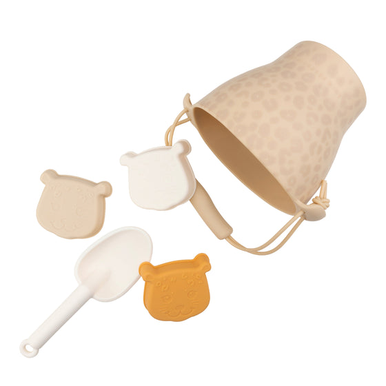 Beige Leopard Silicone Sand Bucket Toy