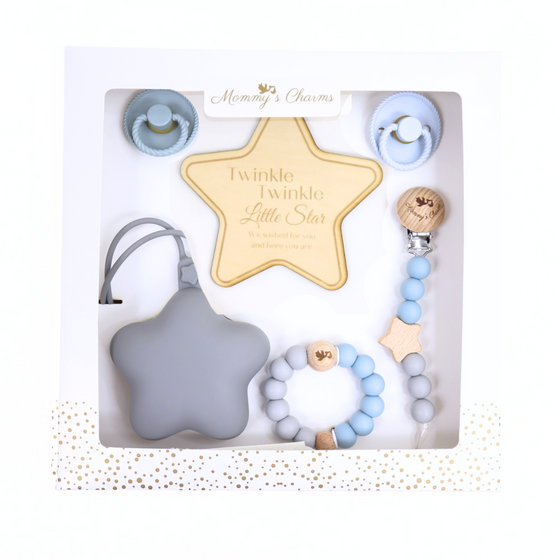 Personalized Baby Gift Set | Ultimate Pacifier Starter Pack Grey