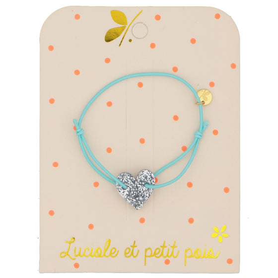 Elastic bracelet - Mint (silver heart)