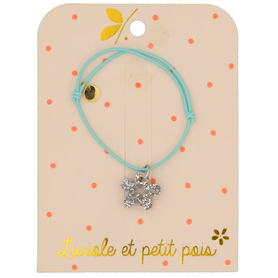 Elastic bracelet – Mint (silver flower)