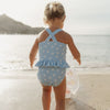 Girls Swimsuit Ruffles Blue Daisies - My Little Thieves