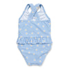 Girls Swimsuit Ruffles Blue Daisies - My Little Thieves