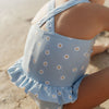 Girls Swimsuit Ruffles Blue Daisies - My Little Thieves