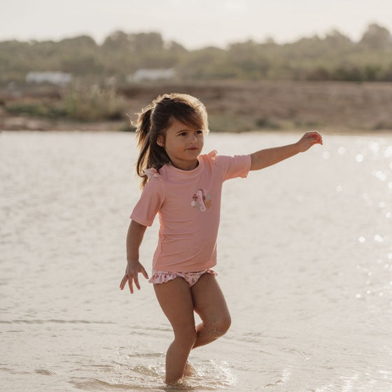 Girls Swim Bikini Pant Ruffles Ocean Dreams Pink - My Little Thieves