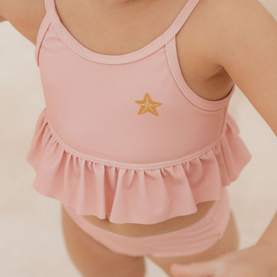 Girls Bikini Swimsuit Set Ruffles Starfish Pink - My Little Thieves