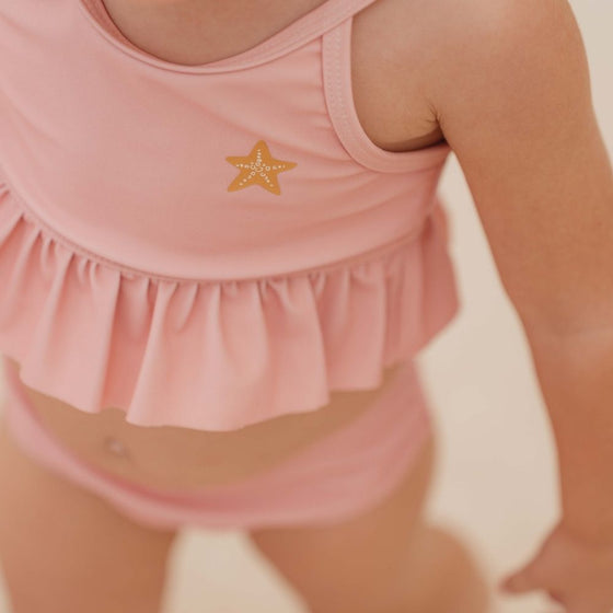 Girls Bikini Swimsuit Set Ruffles Starfish Pink - My Little Thieves