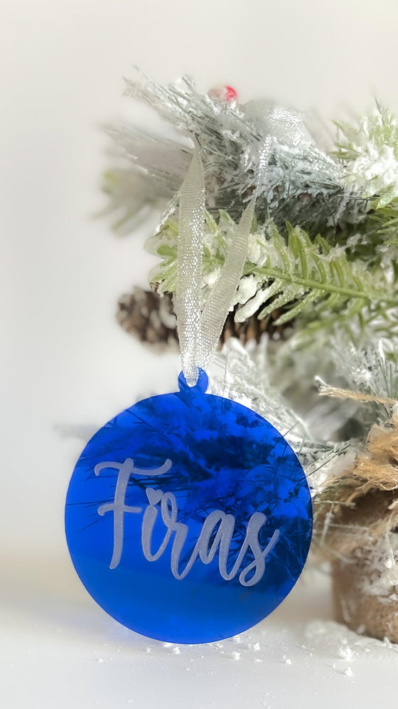 Personalised Acryllic Christmas Holiday Ornament Name Engraved on a Full Bauble - My Little Thieves