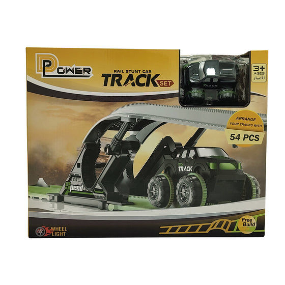 Electric Rolling Stunt Car Track | DIY Free Build Track, Changeable Assembly | 54pc Set - My Little Thieves