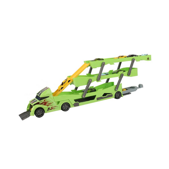 Sliding Trailer Truck | Car Carrier / Transport Truck with Launcher, 4 Cars Included - My Little Thieves