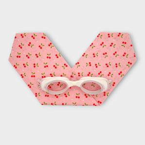 White Junior Swimming Goggles – Ultra-Soft Band with Pink Cherries