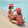 One Piece Pleated Swimwear for Girls with Open Back Design