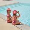 One Piece Pleated Swimwear for Girls with Open Back Design