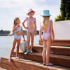 One Piece Pleated Swimwear for Girls with Open Back Design