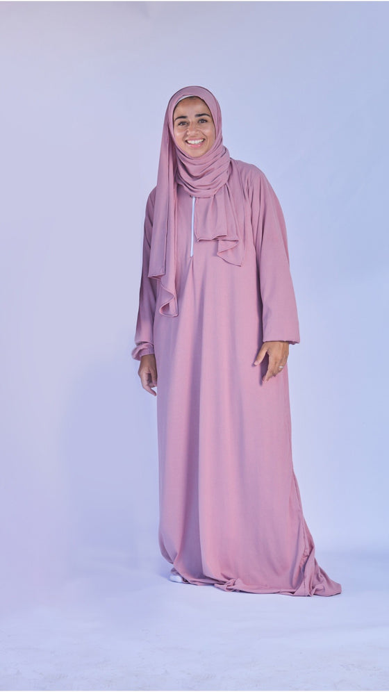 Adult Prayer Dusty Pink Prayer Clothes  One piece  with a Wrap around the Head Scarf