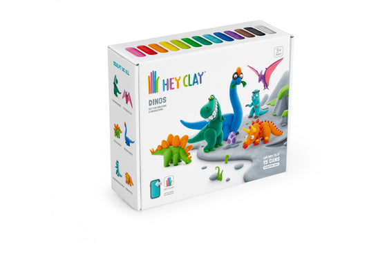 Dinos Set-Colourful Modeling Kids-Air Dry Clay Kit 15 cans and Sculpting Tools with Fun Interactive Instructions App - My Little Thieves