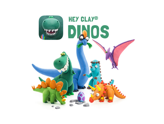 Dinos Set-Colourful Modeling Kids-Air Dry Clay Kit 15 cans and Sculpting Tools with Fun Interactive Instructions App - My Little Thieves
