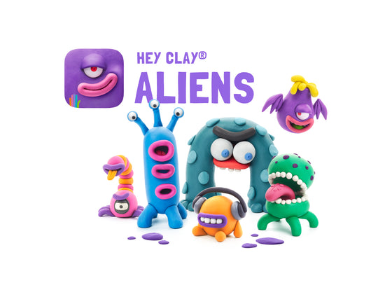 Aliens Set-Colourful Modeling Kids-Air Dry Clay Kit 15 cans and Sculpting Tools with Fun Interactive Instructions App