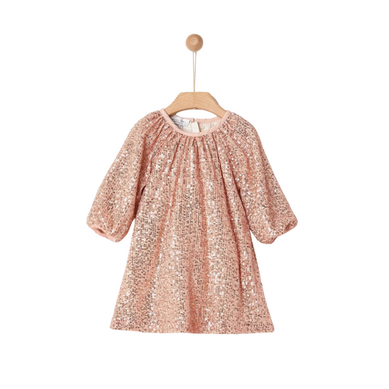 Pink Holiday Sequin Embelished Dress