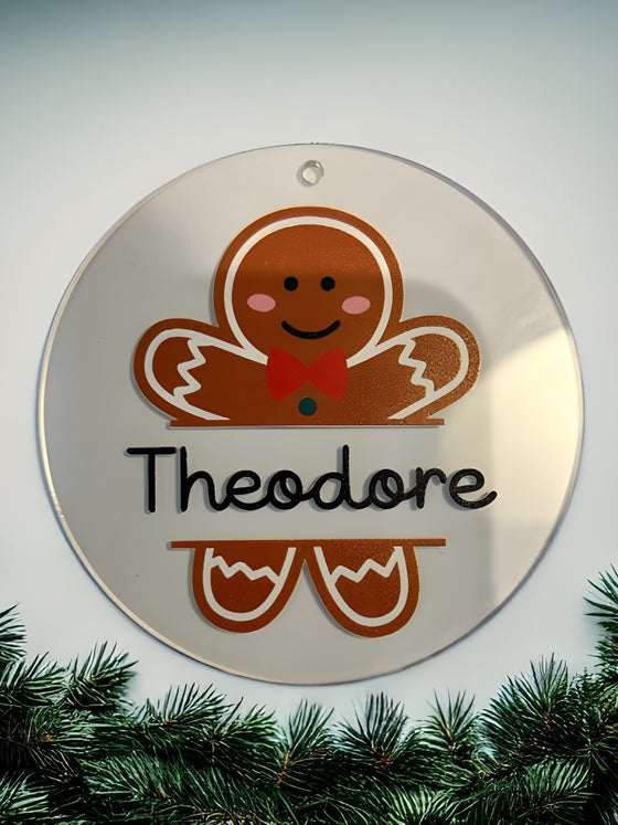 Personalised Acryllic Christmas Gingerbread Boy Holiday Ornament Bauble - My Little Thieves