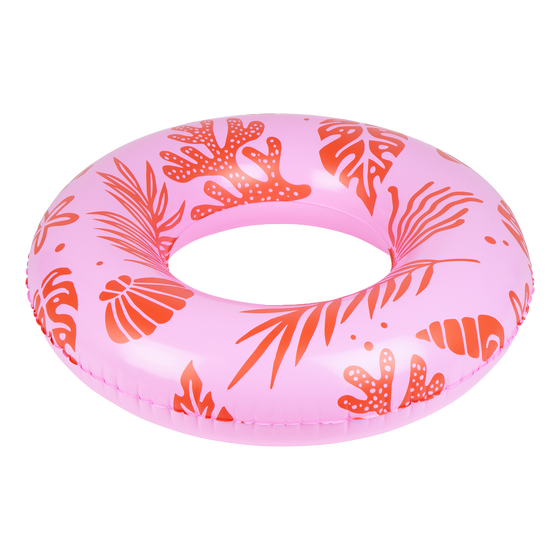 Pink-Red Ocean Printed Swimring 90 cm - By Swim Essentials