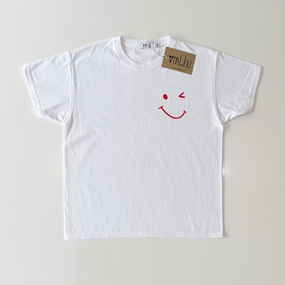 Wink Smiley Unisex White Kids  T-shirt