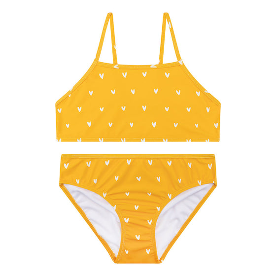 Orange Heart print Bikini Swimsuit