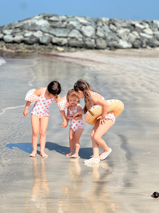 Flower Hearts Print  Girl Swimsuit