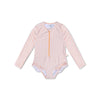 Long Sleeve Apricot Orange Print  Girl Rashguard Swimsuit