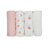 4-Pack Bamboo Muslin Swaddle Blankets - Berries & Peaches