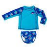 2 Pc Swim Set - Rashguard Top & Swim Diaper - Shark