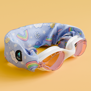 White Junior Swimming Goggles – Ultra-Soft Band with Purple Unicorns