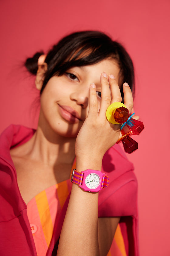 Mini Kyomo Ruby Papaya Eco Friendly Kids Watch- Fushia & Orange