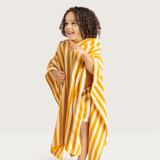 Yellow Striped Print  Poncho  Towel - 65 x 65 cm