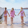 One Piece Pleated Swimwear for Girls with Open Back Design