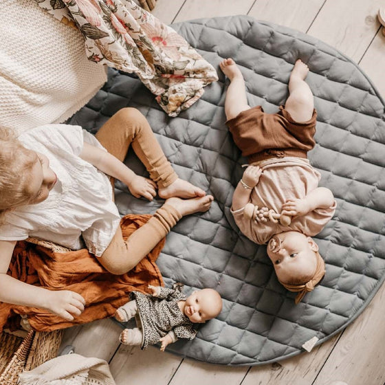 Organic Soft Baby Play Mat and Storage Bag – Dusty Blue