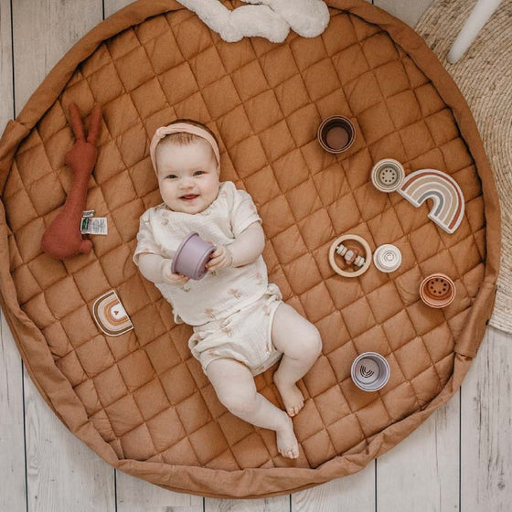 Organic Soft Baby Play Mat and Storage Bag  – Tawny Brown